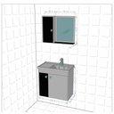 Ver imagem 3 de Conjunto Banheiro Munique Armário Superior + Gabinete Cuba:Branco/Naturale