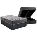 Ver imagem 1 de Cama Box Baú Queen: Colchão Ortopédico Herval D28 / Ag65 Black + Base Crc Suede Gray (158x198)