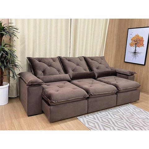 Sofá Retrátil e Reclinável Comfort Premium Tamanhos e Cores Cor:marrom;tamanho:2,70