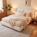 Ver imagem 1 de Cama Japonesa com Cabeceira Blind Seo Casal Bouclé Off White - Sallar Home