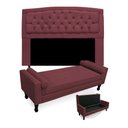 Ver imagem 1 de Kit Cabeceira Geovana + Calçadeira Baú Felix King Size 195cm Suede - Ecotec Decor:Vinho