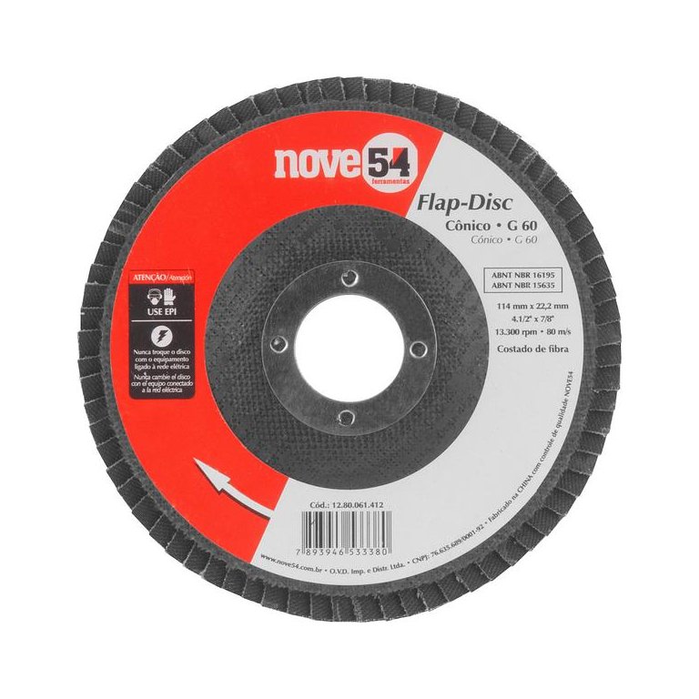 Flap-Disc Cônico 4.1/2" G60 Costado Fibra - Nove54 Flap-Disc Cônico 4.1/2" G60 Costado Fibra - Nove54