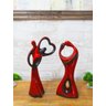 Par Casais Romance Amor Cerâmica Vermelho Rubi Decoração - 5