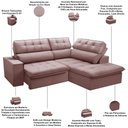 Ver imagem 3 de Sofá 3 Lugares Retrátil Reclinável Chaise Direito 243cm Solin F04 Veludo Rosê - Lyam Decor
