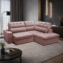 Ver imagem 2 de Sofá 3 Lugares Retrátil Reclinável Chaise Direito 243cm Solin F04 Veludo Rosê - Lyam Decor