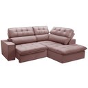 Ver imagem 1 de Sofá 3 Lugares Retrátil Reclinável Chaise Direito 243cm Solin F04 Veludo Rosê - Lyam Decor