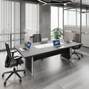 Ver imagem 2 de Mesa Reunião 240cm Escritório para 4 Pessoas com Caixa de Tomadas Corporate Cinza/Sagrado/Branco