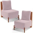 Ver imagem 1 de Kit 02 Poltronas Decorativas Sala de Estar Living Hungria L02 Couríssimo Camel Suede Rosê