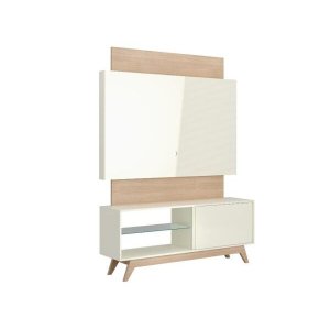 Painel 140cm + Rack com 1 Porta Correr - Dalla Costa - Off Wh