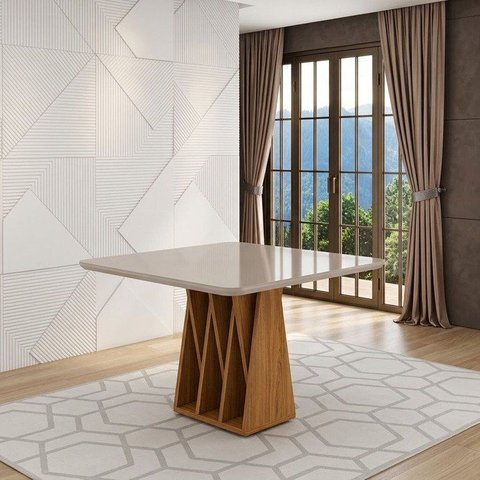 Mesa para Sala de Jantar 4 Lugares Orquestra Marrom/Marromle/Off White