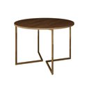 Ver imagem 5 de Mesa Jantar Industrial Redonda 110Cm Amêndoa Base V Dourada C/4 Cadeiras Madeira Pret Cor: Amendoa