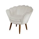 Ver imagem 1 de Poltrona Decorativa Pétala Couro Bege Pés Madeira Ms Decor