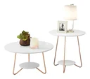 Ver imagem 1 de Conjunto Mesa Decoração Para Sala Centro E Lateral Liz Branco