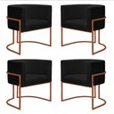Ver imagem 1 de Kit 4 Poltronas Reforçada Decorativa Sala Nayara Base Ferro Bronze Suede Preto