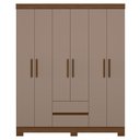 Ver imagem 3 de Guarda Roupa Casal 154cm 6 Portas Lipion Nogueira/Cappuccino a02 - Mpozenato