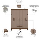 Ver imagem 4 de Guarda Roupa Casal 154cm 6 Portas Lipion Nogueira/Cappuccino a02 - Mpozenato