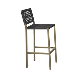 Banqueta Alta em Corda Náutica Preta e Alumínio Champagne Agnes Ideal para Área Externa - 1 Banqueta Alta em Corda Náutica Preta e Alumínio Champagne Agnes Ideal para Área Externa - 1