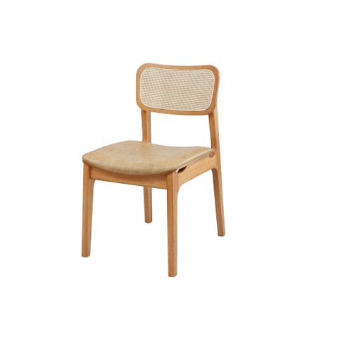 Cadeira de Jantar Livia Madeira Amêndoa com Encosto Ergonomico em Palhinha:corano Caramelo