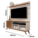 Ver imagem 3 de Rack Painel para TV 55" Retro Apartamento Sala 1 Porta Malbec Wood Anto:Ripado Off White/Freijo