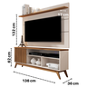 Rack Painel para TV 55" Retro Apartamento Sala 1 Porta Malbec Wood Anto:Ripado Off White/Freijo - 3