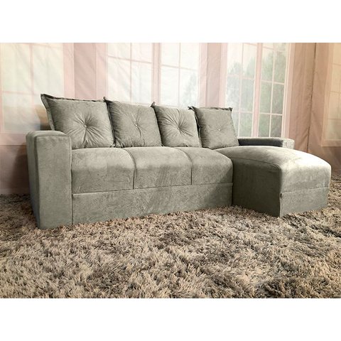 Sofá de 4 Lugares Bege 607 Chaise Ane