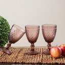 Ver imagem 2 de Taça Água 17x9x9cm 330ml Vidro Rosa 6pç