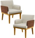 Ver imagem 1 de Kit 2 Poltronas Decorativas Sala De Estar Beatriz W01 Linho Champagne Couríssimo Camel - Lyam