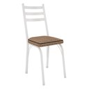 Ver imagem 3 de Kit 8 Cadeiras de Cozinha Luisiana Estampado Rattan Bege Pés de Ferro Branco - Pallazio