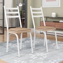 Ver imagem 2 de Kit 8 Cadeiras de Cozinha Luisiana Estampado Rattan Bege Pés de Ferro Branco - Pallazio