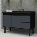 Ver imagem 1 de Gabinete Preto e Cinza para Cozinha Color em Madeira Mdf de 1,14 Metros para Pias de 1,20 Metros - 2