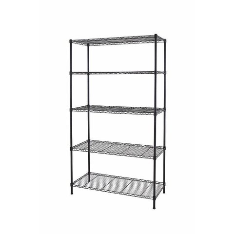 Estante de Aço Preta 5 Prateleiras Rack Aramado