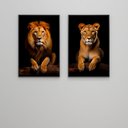 Ver imagem 6 de 2 Quadros Decorativos Leão e Leoa no Tronco Sala Quarto Casa Escritório