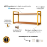 Prateleira Suspensa Parede Estilo Industrial Mdf Premium Freijó com Suportes em Aço Dourado - 2