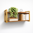 Ver imagem 4 de Prateleira Suspensa Parede Estilo Industrial Mdf Premium Freijó com Suportes em Aço Dourado