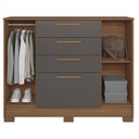 Ver imagem 4 de Guarda Roupa Casal 3 Portas 9 Gavetas Morretes com Espelho e Cômoda Pinhais Jatobá Grafite - Santos