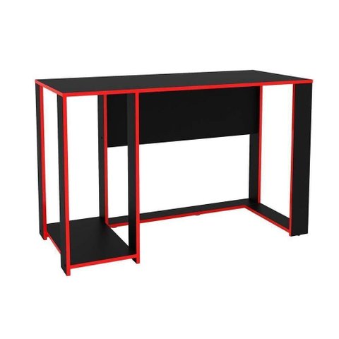 Mesa de Computador Solteiro Gamer Singapura Preto Vermelho Politorno