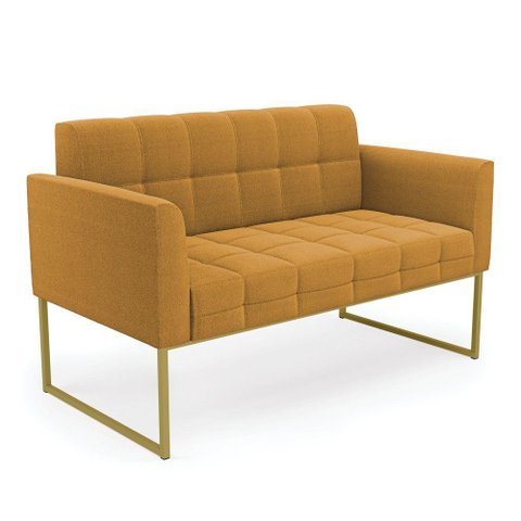 Sofá Namoradeira 2 Lugares Industrial Dourado Elisa Bouclê D03 - D'Rossi Cor Mostarda