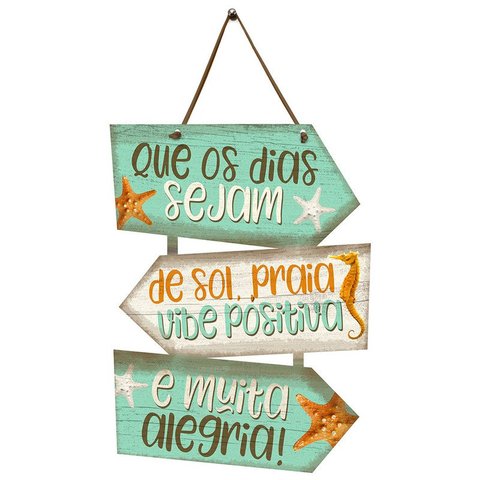 Placa Indicativa para Decoração Frases Praia
