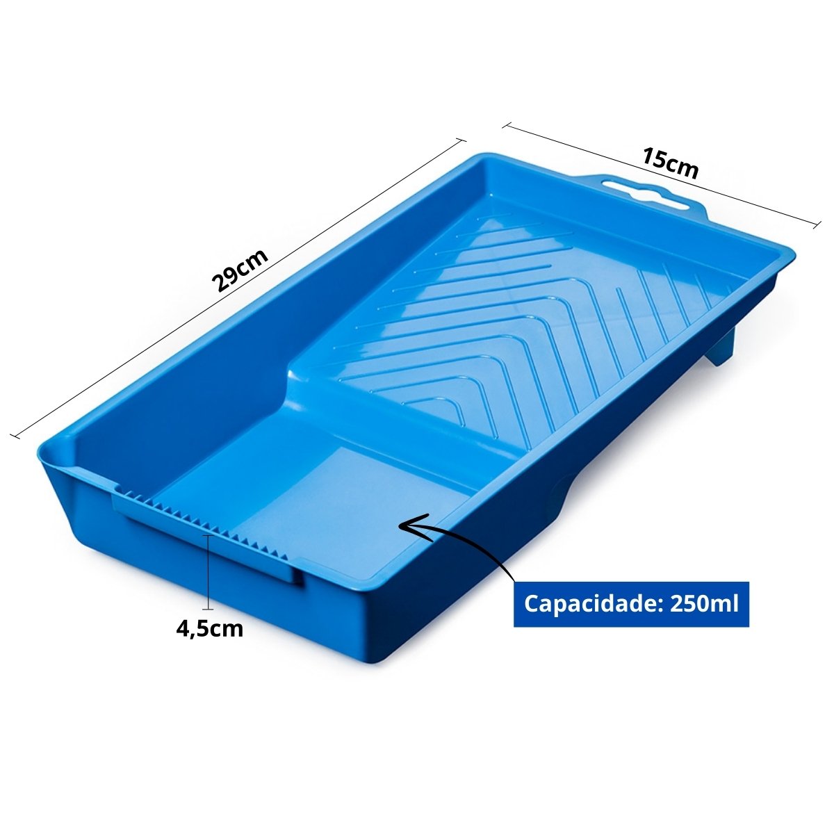 Bandeja para Pintura Pequena 250ml 15x29cm Plástica Azul Pad Minirolo Pincel | Atlas - 2