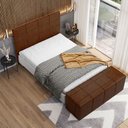 Ver imagem 4 de Kit Cabeceira Cama Box Queen 160cm com Calçadeira Roma W01 Couríssimo Marrom - Lyam Lyam Decor