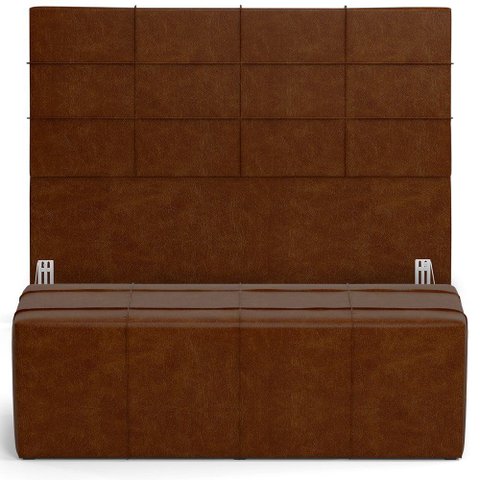 Kit Cabeceira Cama Box Queen 160cm com Calçadeira Roma W01 Couríssimo Marrom - Lyam Lyam Decor