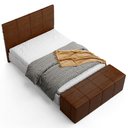 Ver imagem 3 de Kit Cabeceira Cama Box Queen 160cm com Calçadeira Roma W01 Couríssimo Marrom - Lyam Lyam Decor