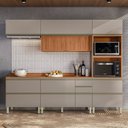 Ver imagem 1 de Cozinha Completa Modulada com Aéreo 5 Peças MDF Proença Bege/Nogueira/Nude Prime
