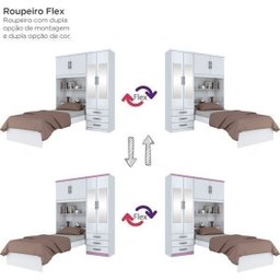 Guarda-Roupa Solteiro 4 Portas com Espelho e Cama Baú Happy Espresso Móveis - 8