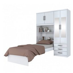 Guarda-Roupa Solteiro 4 Portas com Espelho e Cama Baú Happy Espresso Móveis - 3