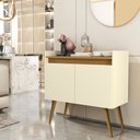 Ver imagem 1 de Aparador Buffet Sala Seul 2 Portas Com Pés De Madeira Maciça:Off White/Nature