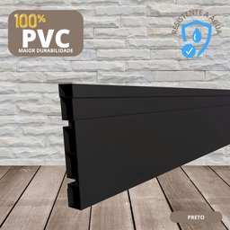 Rodapé de PVC 10 cm altura Frisado barra com 2 M cor PRETO - 1