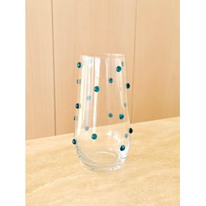 Copos Vidro Long Drink Decorados com Mini Gemas Verdes 550 Ml 2 Unidades
