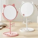 Ver imagem 1 de Espelho de Mesa Grande Redondo Gatinho com Supo - Joias Plasticos Vidro Penteadeira Make Gato Gateir