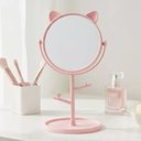 Ver imagem 2 de Espelho de Mesa Grande Redondo Gatinho com Supo - Joias Plasticos Vidro Penteadeira Make Gato Gateir